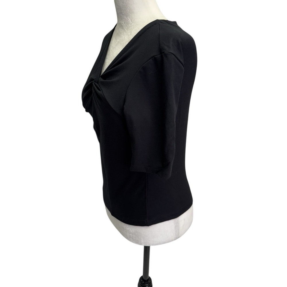 Club Monaco Black Short Sleeve Twist Front T-shirt Top Size S - Picture 3 of 7